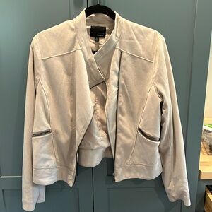 Faux Suede Jacket with Zipper Closure